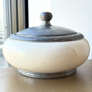Cosi Tabellini Match 95 Pewter & Ceramic Lidded Canister Dish Bowl Italy